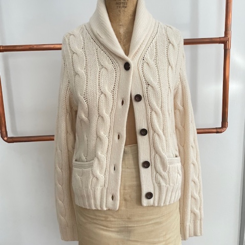 Ralph Lauren Vintage Cable Shawl Collar Cardigan - Picture 2 of 8